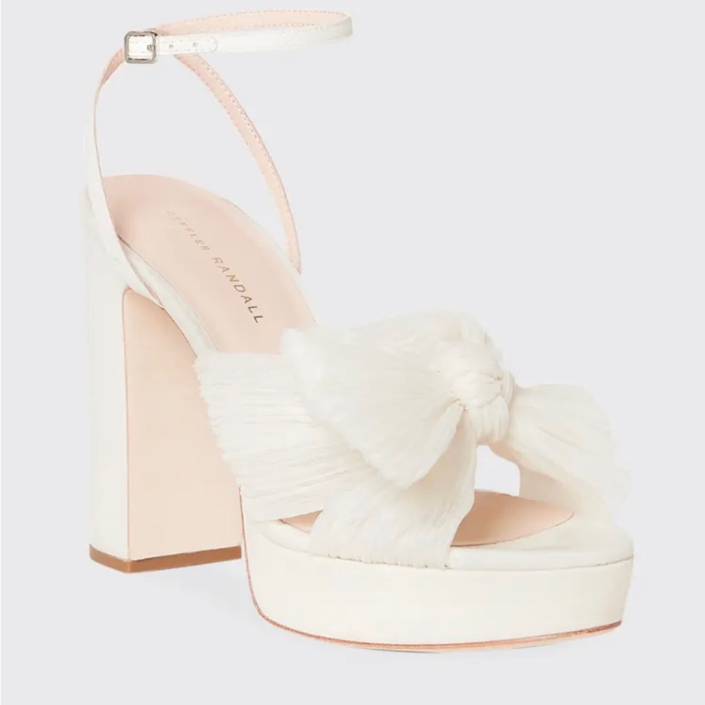LOEFFLER RANDALL
Pleated Knot Ankle-Strap Platform Sandals